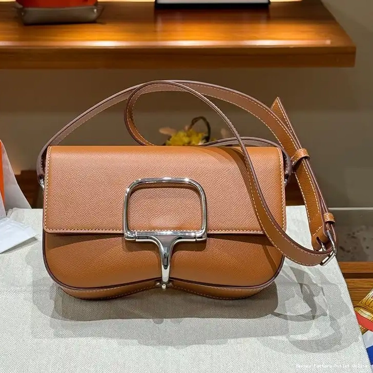 Brown Della Hardware In Palladium Hermes Cavalleria Bag Leather Epsom 0510